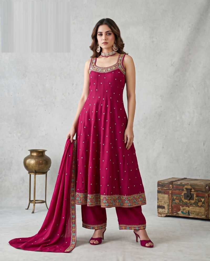Naisha K 1314 Vichitra Embroidered Designer Anarkali Kurti With Bottom Dupatta — Wholesale Kurtis, Vardan Ethnic wholesale from Surat — view 5