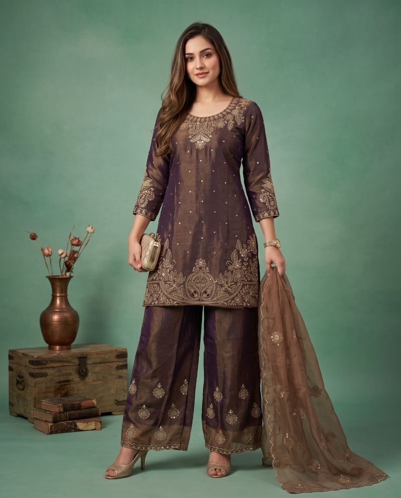 Naisha K 1317 Chinon Embroidered Designer Kurti WIth Bottom Dupatta Catalog — Wholesale Salwar Suits, Vardan Ethnic wholesale from Surat — Photo 2