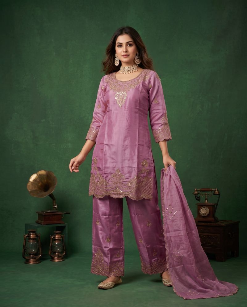 Naisha K 1317 Chinon Embroidered Designer Kurti WIth Bottom Dupatta Catalog — Wholesale Salwar Suits, Vardan Ethnic wholesale from Surat — Photo 6