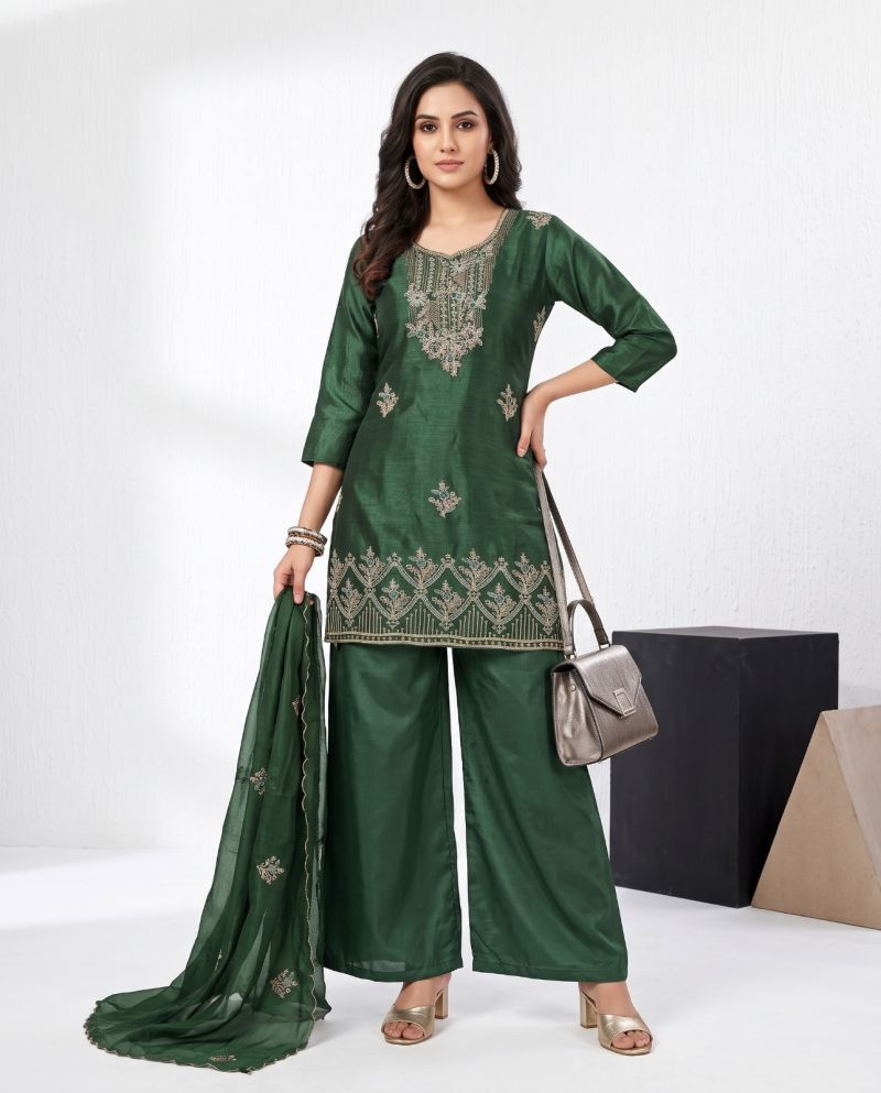 Naisha K 1317 Chinon Embroidered Designer Kurti WIth Bottom Dupatta Catalog — Wholesale Salwar Suits, Vardan Ethnic wholesale from Surat — Photo 5