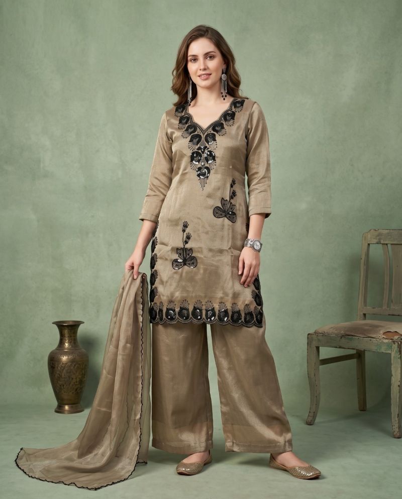 Naisha K 1318 Miraci Silk Beats Work Designer Kurti With Bottom Dupatta Catalog — Wholesale Kurtis, Vardan Ethnic wholesale from Surat — view 3