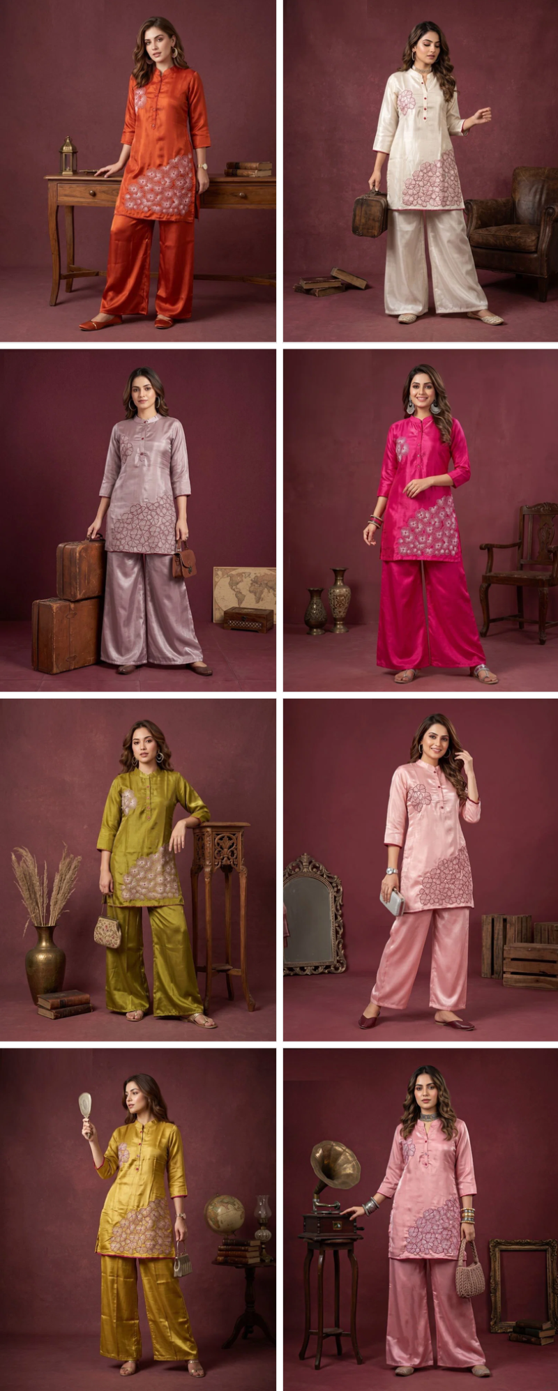 Naisha K 1319 Roman Glass Embroidered Fancy Co Ord Set Collection — Wholesale Kurtis, Vardan Ethnic wholesale from Surat — Photo 10