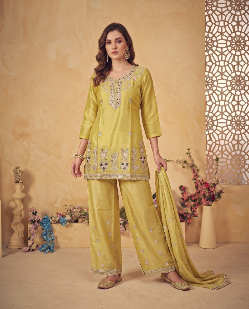 Naisha K 1334 Glass Crush Embroidered Designer Kurti With Bottom Dupatta Catalog — Wholesale Kurtis, Vardan Ethnic wholesale from Surat — view 3