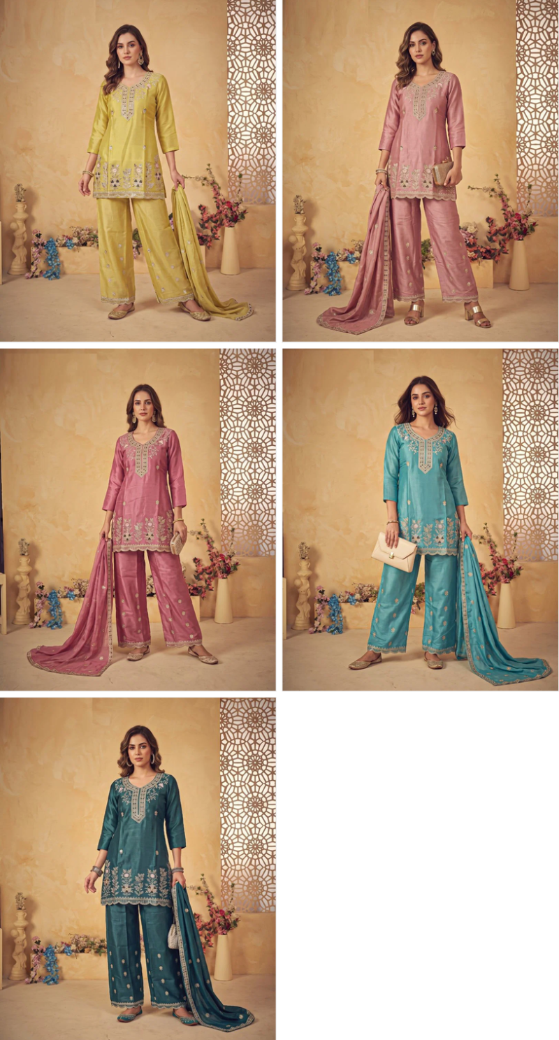 Naisha K 1334 Glass Crush Embroidered Designer Kurti With Bottom Dupatta Catalog — Wholesale Kurtis, Vardan Ethnic wholesale from Surat — view 7
