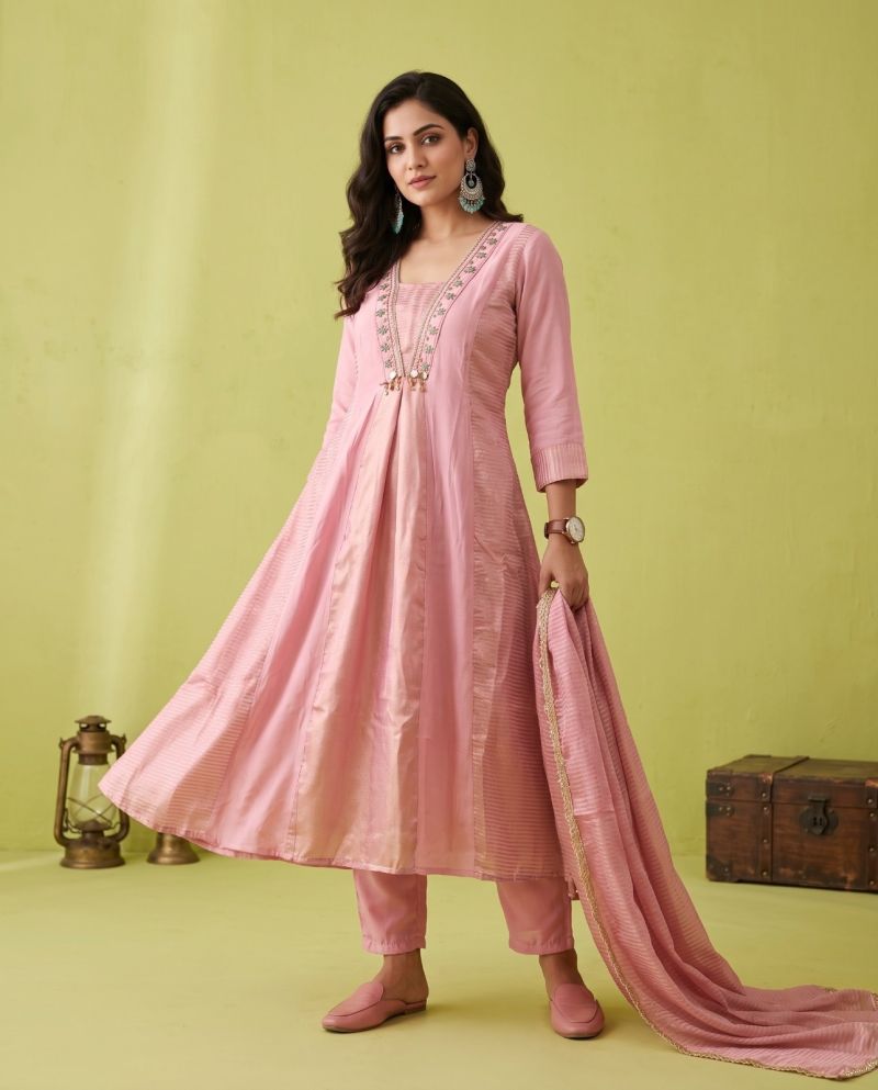 Naisha K 1347 Mul Chanderi Hand Work Kurti With Bottom Dupatta Catalog