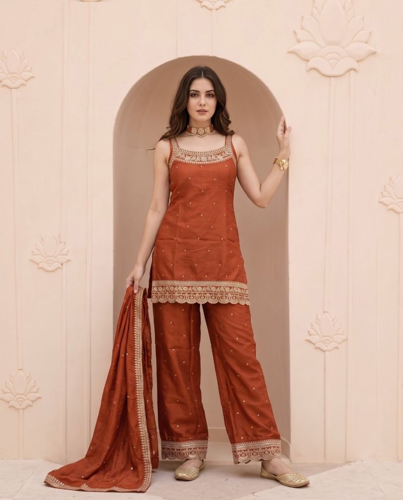 Naisha K 1348 Vichitra Silk Embroidered Designer Kurti With Bottom Dupatta Catalog