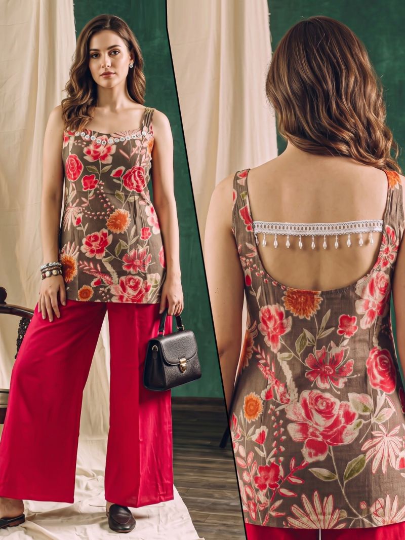 Naisha K 1353 Vatican Discharge Printed Fancy Co Ord Set — Wholesale Kurtis, Vardan Ethnic wholesale from Surat — Photo 5