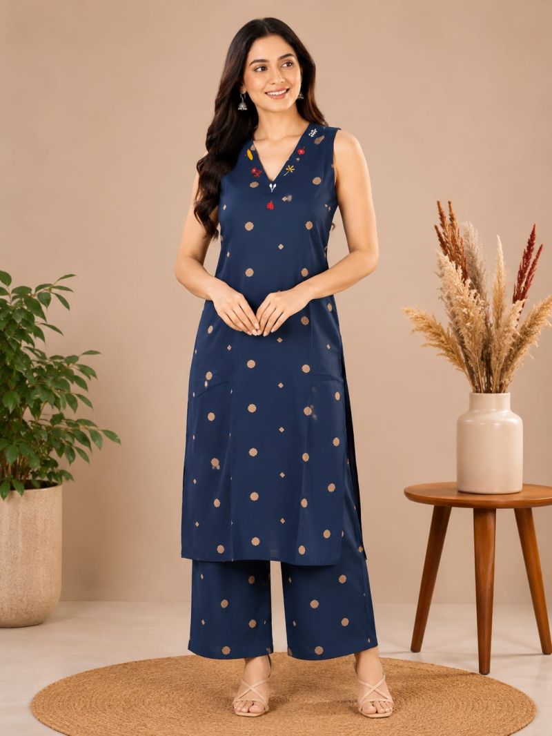 Naisha K 1355 Cotton Handloom Jamdhani Work Kurti With Bottom Catalog — Wholesale Kurtis, Vardan Ethnic wholesale from Surat — view 2