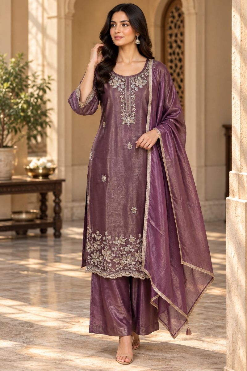 Naisha K 1358 Polyna Tissue Beads Work Designer Kurti With Bottom Dupatta Catalog — Wholesale Kurtis, Vardan Ethnic wholesale from Surat — view 2