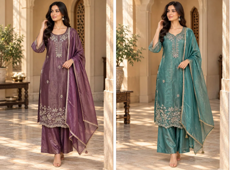 Naisha K 1358 Polyna Tissue Beads Work Designer Kurti With Bottom Dupatta Catalog — Wholesale Kurtis, Vardan Ethnic wholesale from Surat — view 4