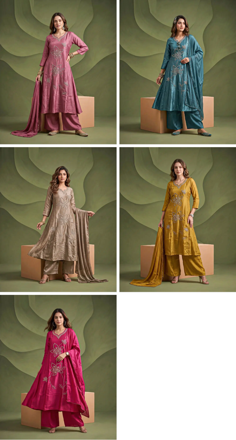 Naisha K 1360 Glass Crush Beads Work Anarkali Kurti With Bottom Dupatta Catalog — Wholesale Kurtis, Vardan Ethnic wholesale from Surat — view 6