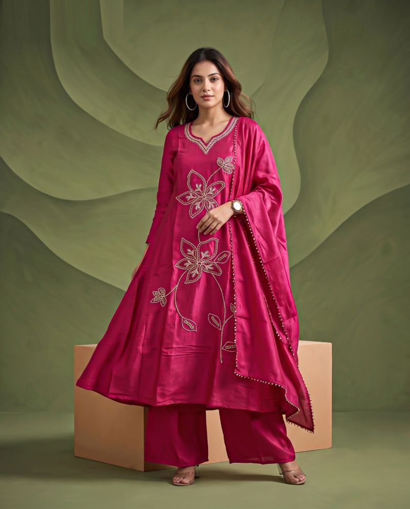Naisha K 1360 Glass Crush Beads Work Anarkali Kurti With Bottom Dupatta Catalog — Wholesale Kurtis, Vardan Ethnic wholesale from Surat — view 3