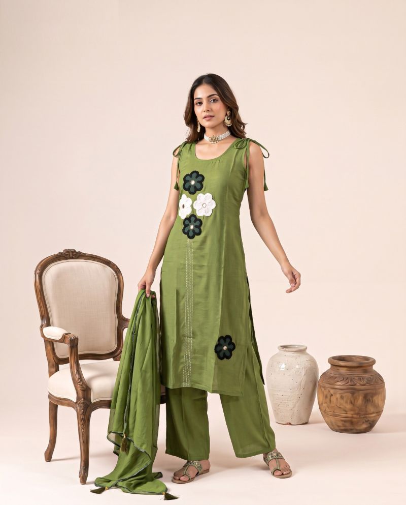 Naisha K 1362 Mul Chanderi Manual Work Kurti With Bottom Dupatta Catalog