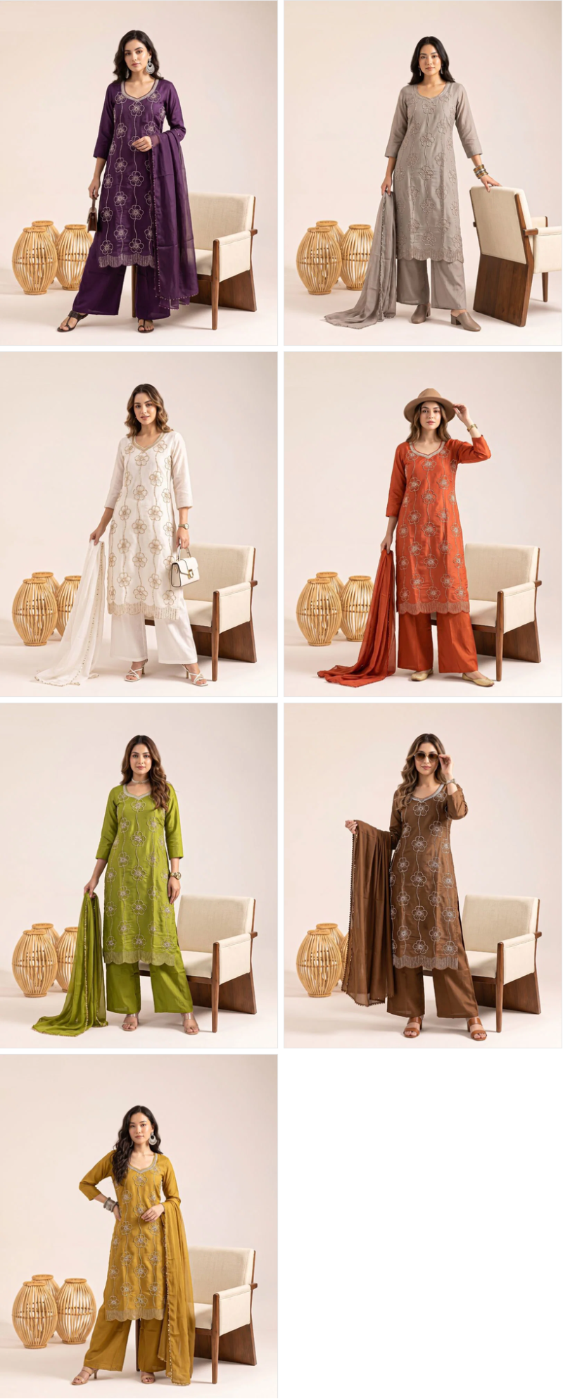 Naisha K 1364 Mul Chanderi Beads Work Designer Kurti With Bottom Dupatta Catalog — Wholesale Kurtis, Vardan Ethnic wholesale from Surat — Photo 9