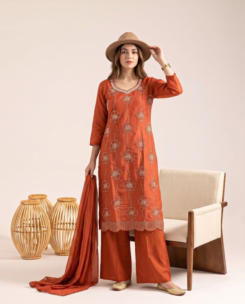 Naisha K 1364 Mul Chanderi Beads Work Designer Kurti With Bottom Dupatta Catalog — Wholesale Kurtis, Vardan Ethnic wholesale from Surat — Photo 6