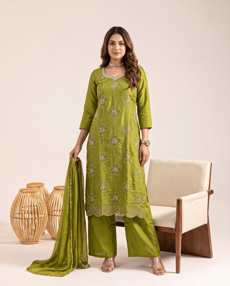 Naisha K 1364 Mul Chanderi Beads Work Designer Kurti With Bottom Dupatta Catalog — Wholesale Kurtis, Vardan Ethnic wholesale from Surat — Photo 5