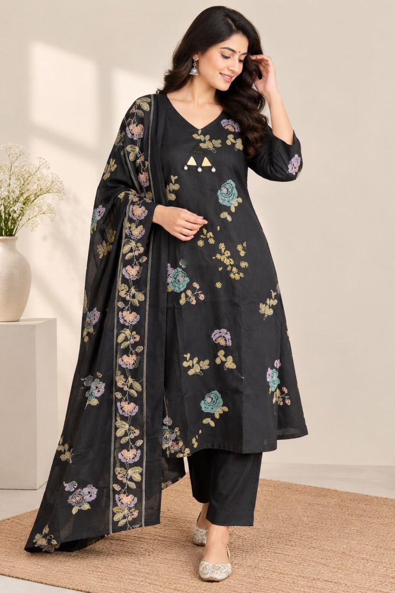 Naiska K 1281 Pure Cotton Printed Aline Kurti With Bottom Dupatta Collection — Wholesale Kurtis, Vardan Ethnic wholesale from Surat — Photo 5