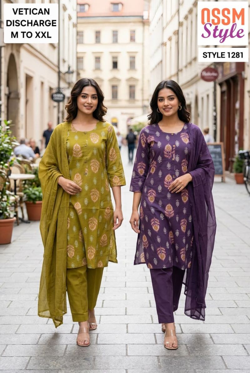 Ossm Style 1281 Vatican Discharge Printed Kurti With Bottom Dupatta
