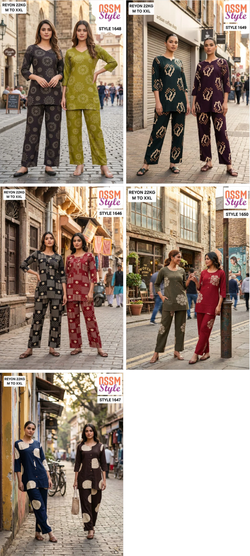 Ossm Style 1646 To 1650 Rayon Discharge Print Co Ord Set Collection — Wholesale, Ossm wholesale from Surat — view 7
