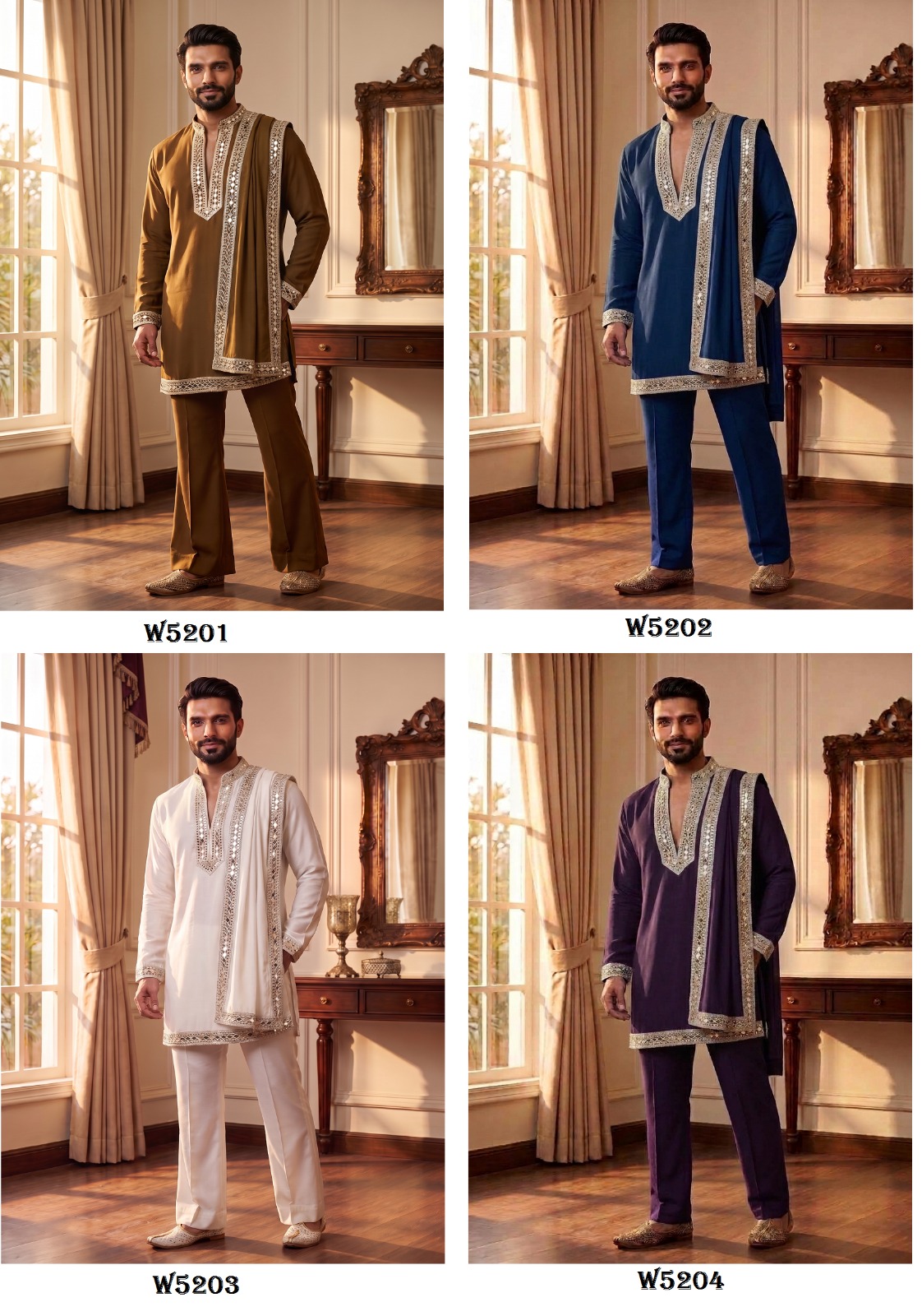 Outluk Wedding 52 Navratri Special Mirror Work Kurta With Pant Dupatta — Men's Wear, Vardan Ethnic wholesale from Surat — view 2