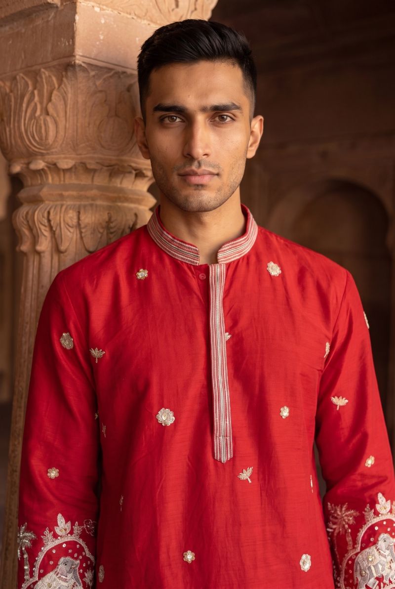 Outluk Wedding 54 Lachaka Embroidery Worked Kurta And Pajama Catalog — Men's Wear, Outluk wholesale from Surat — Photo 3