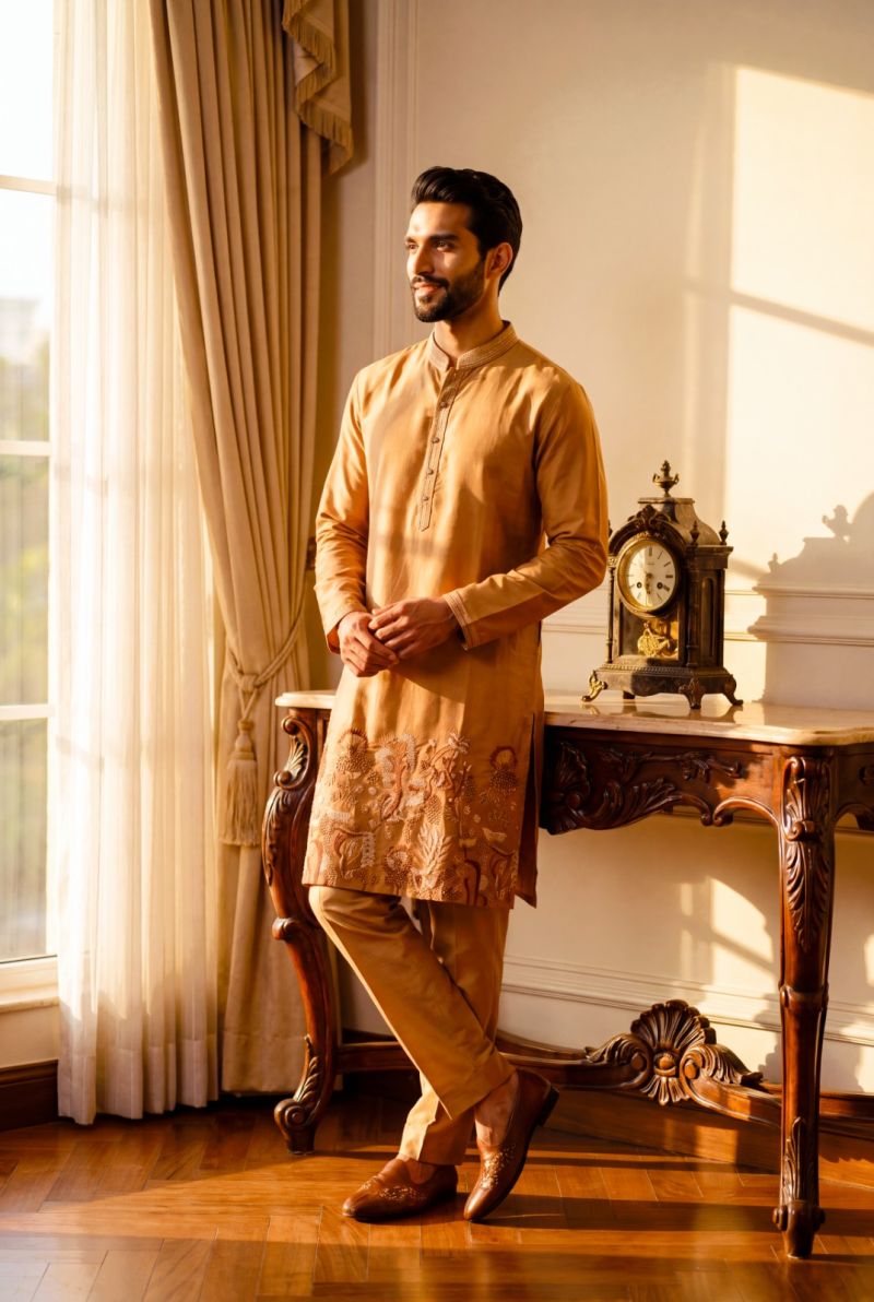 Outluk Wedding 54 Lachaka Embroidery Worked Kurta And Pajama Catalog — Men's Wear, Outluk wholesale from Surat — Photo 12