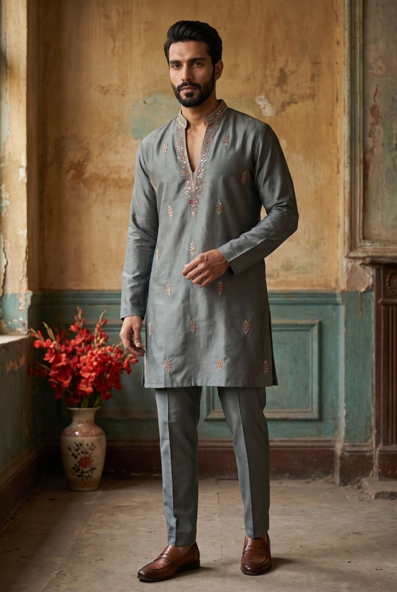 Outluk Wedding 54 Lachaka Embroidery Worked Kurta And Pajama Catalog — Men's Wear, Outluk wholesale from Surat — Photo 10