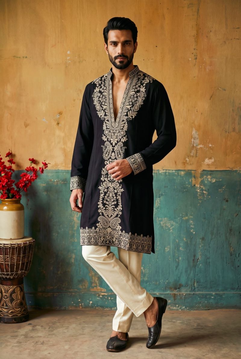 Outluk Wedding 54 Lachaka Embroidery Worked Kurta And Pajama Catalog