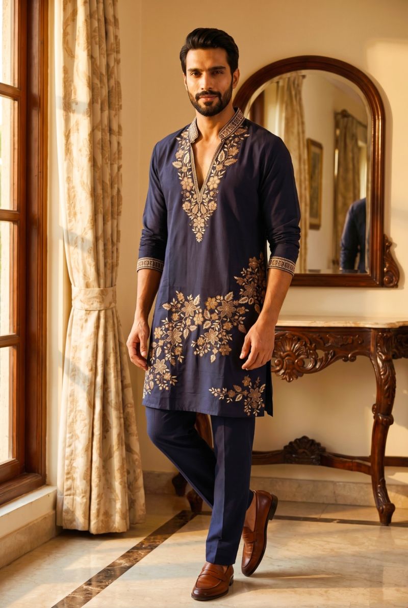 Outluk Wedding 54 Lachaka Embroidery Worked Kurta And Pajama Catalog — Men's Wear, Outluk wholesale from Surat — Photo 7