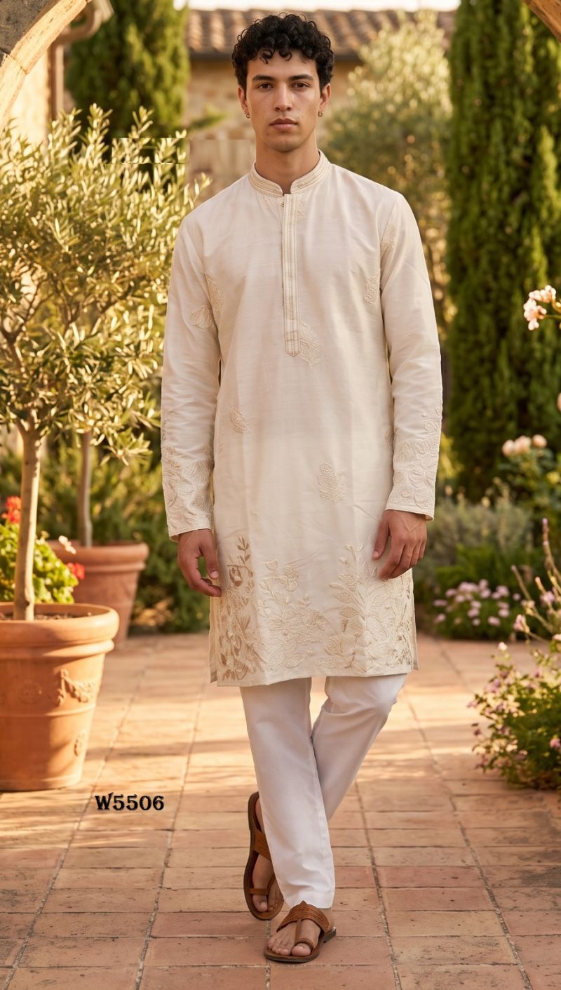 Outluk Wedding 55 Mna Wear Lachaka Silk Embroidered Kurta With Bottom Catalog — Men's Wear, Outluk wholesale from Surat — Photo 11