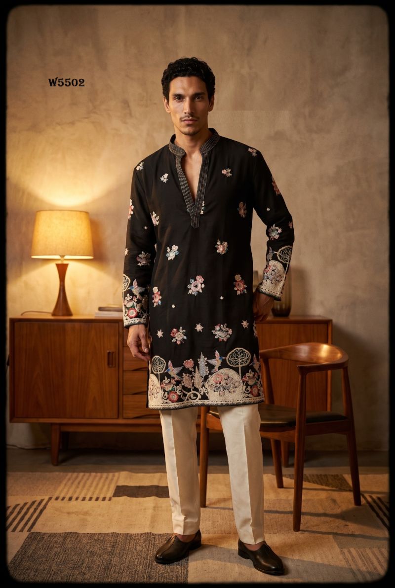 Outluk Wedding 55 Mna Wear Lachaka Silk Embroidered Kurta With Bottom Catalog