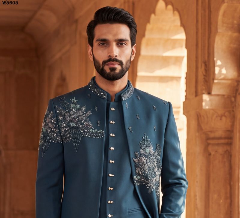Outluk Wedding 56 Man Wear Lachaka Hand Work Designer Jodhpuri Suit Collection — Men's Wear, Outluk wholesale from Surat — Photo 8