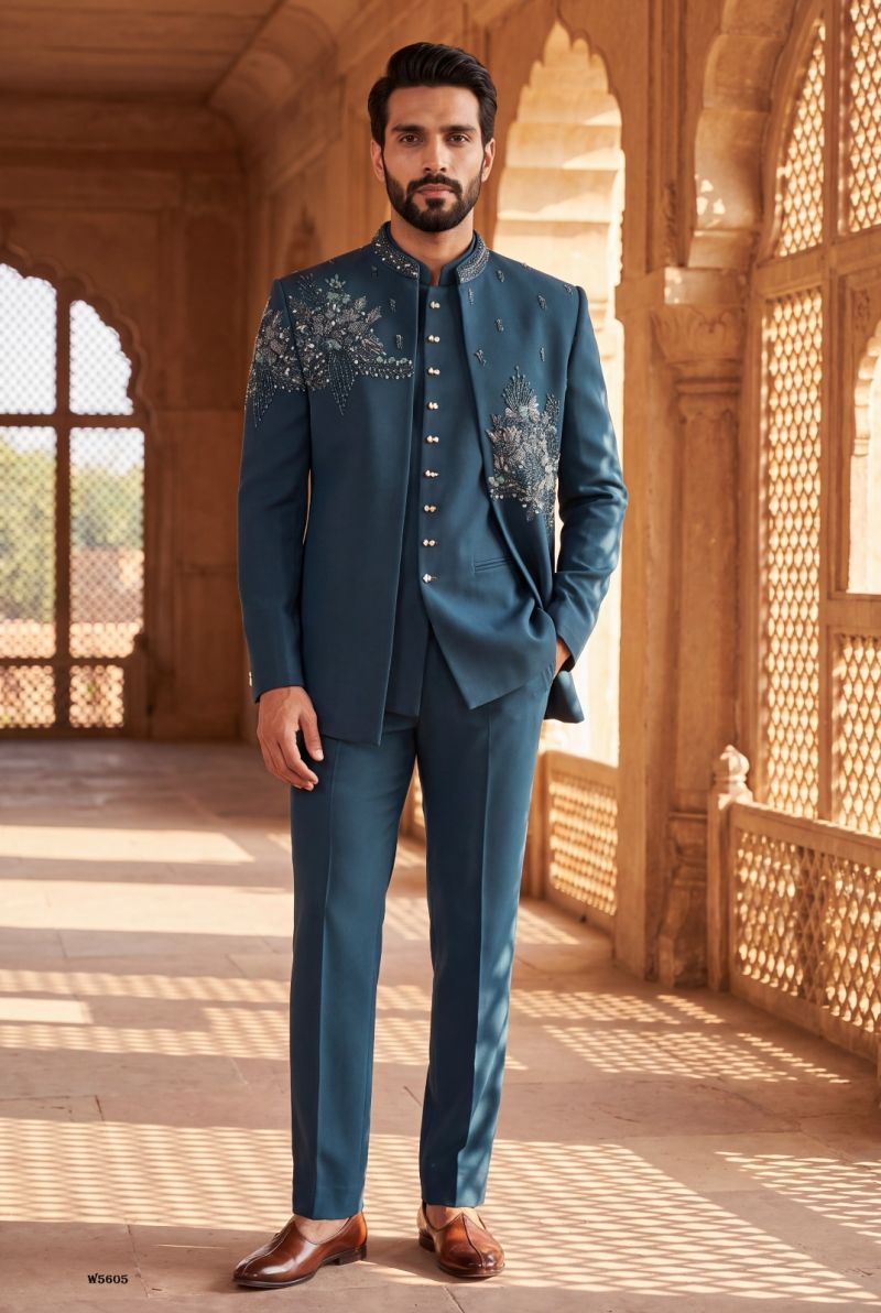 Outluk Wedding 56 Man Wear Lachaka Hand Work Designer Jodhpuri Suit Collection — Men's Wear, Outluk wholesale from Surat — Photo 31