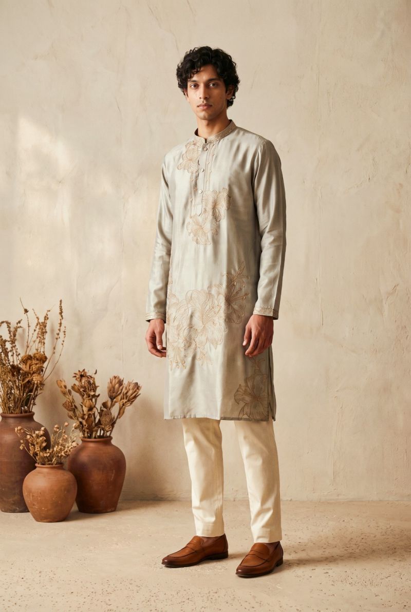 Outluk Wedding 57 Silk Designer Kurta With Bottom Collection — Men's Wear, Outluk wholesale from Surat — Photo 5