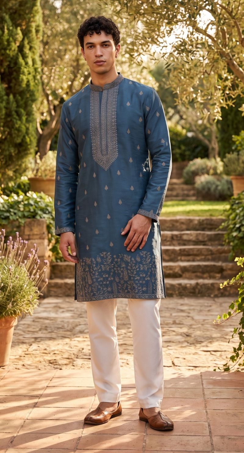 Outluk Wedding 57 Silk Designer Kurta With Bottom Collection — Men's Wear, Outluk wholesale from Surat — Photo 10