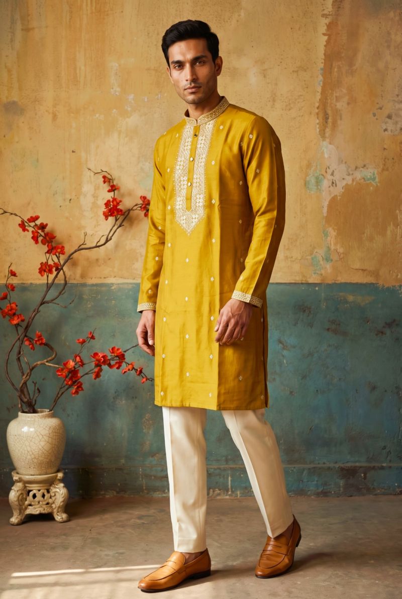 Outluk Wedding 57 Silk Designer Kurta With Bottom Collection — Men's Wear, Outluk wholesale from Surat — Photo 6