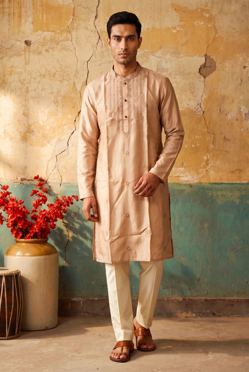 Outluk Wedding 57 Silk Designer Kurta With Bottom Collection — Men's Wear, Outluk wholesale from Surat — Photo 4