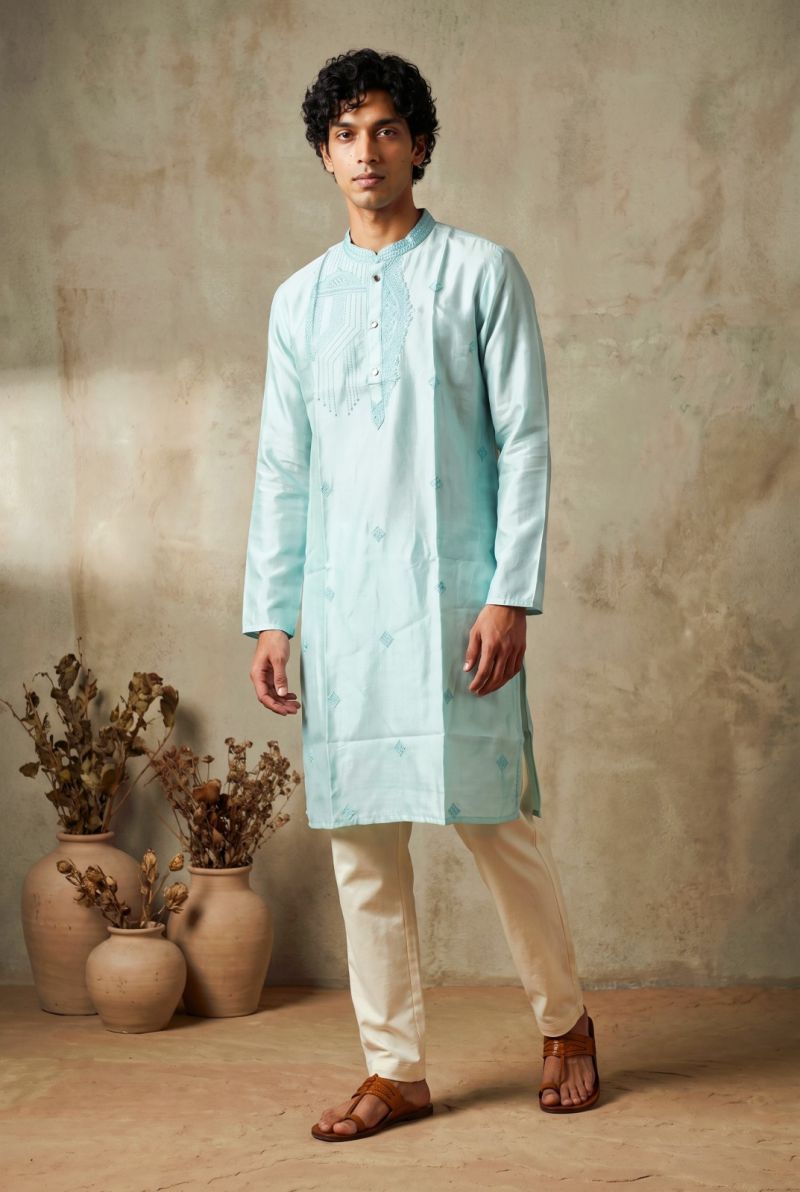 Outluk Wedding 57 Silk Designer Kurta With Bottom Collection — Men's Wear, Outluk wholesale from Surat — Photo 2