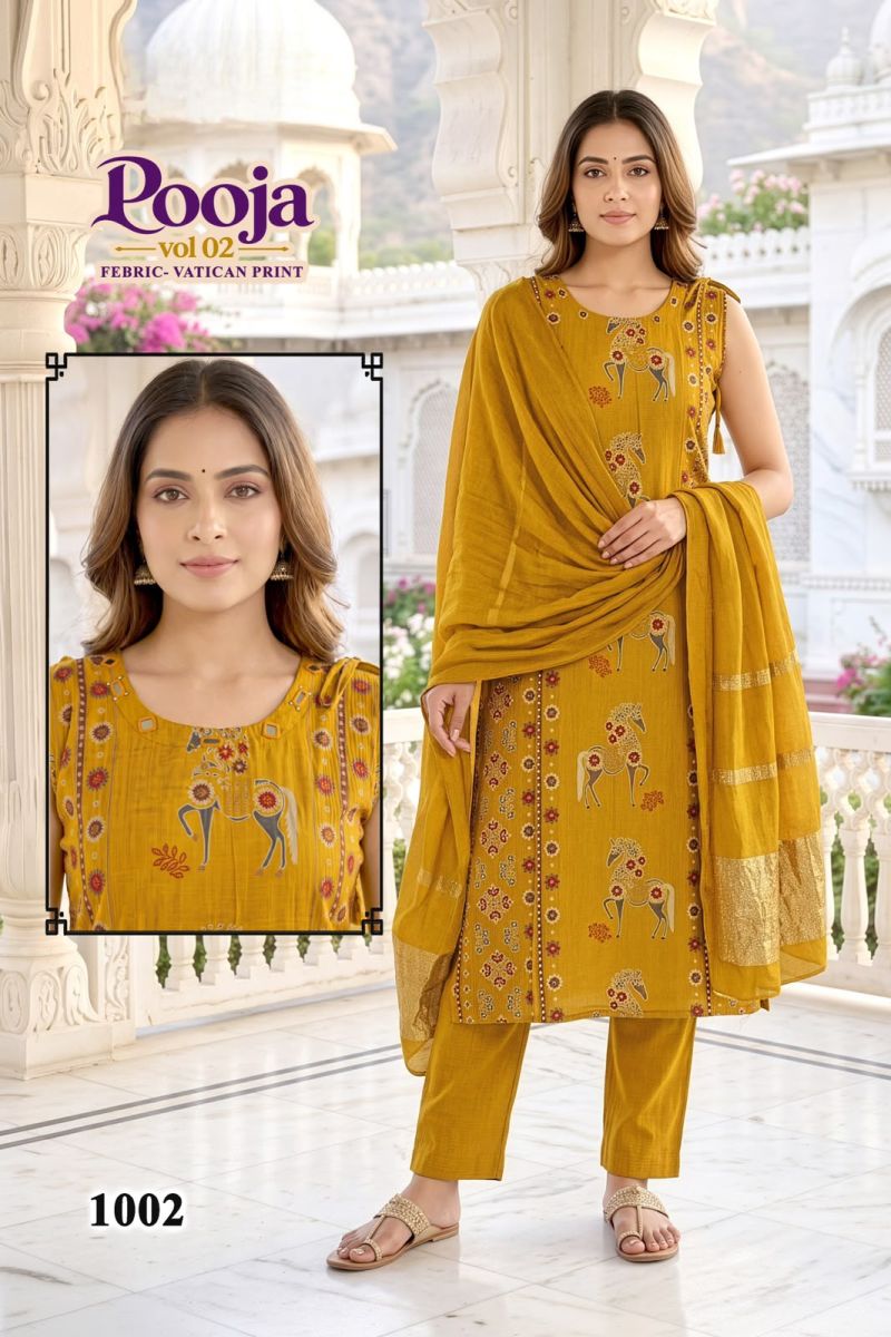 Pooja D No 1001 To 07 Vertican Discharge Printed Kurti Set Catalog — Wholesale Kurtis, Vardan Ethnic wholesale from Surat — Photo 2