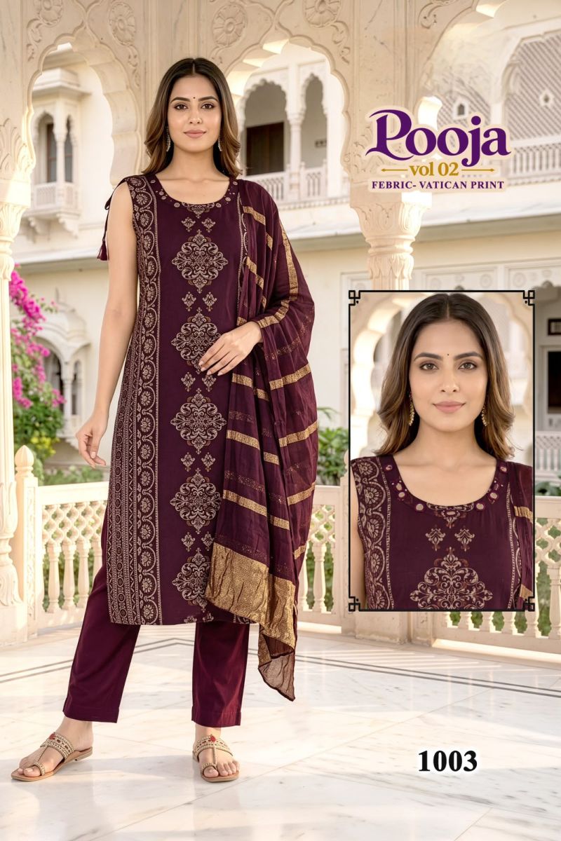 Pooja D No 1001 To 07 Vertican Discharge Printed Kurti Set Catalog — Wholesale Kurtis, Vardan Ethnic wholesale from Surat — Photo 5