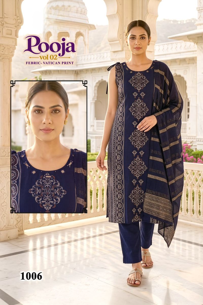 Pooja D No 1001 To 07 Vertican Discharge Printed Kurti Set Catalog — Wholesale Kurtis, Vardan Ethnic wholesale from Surat — Photo 4