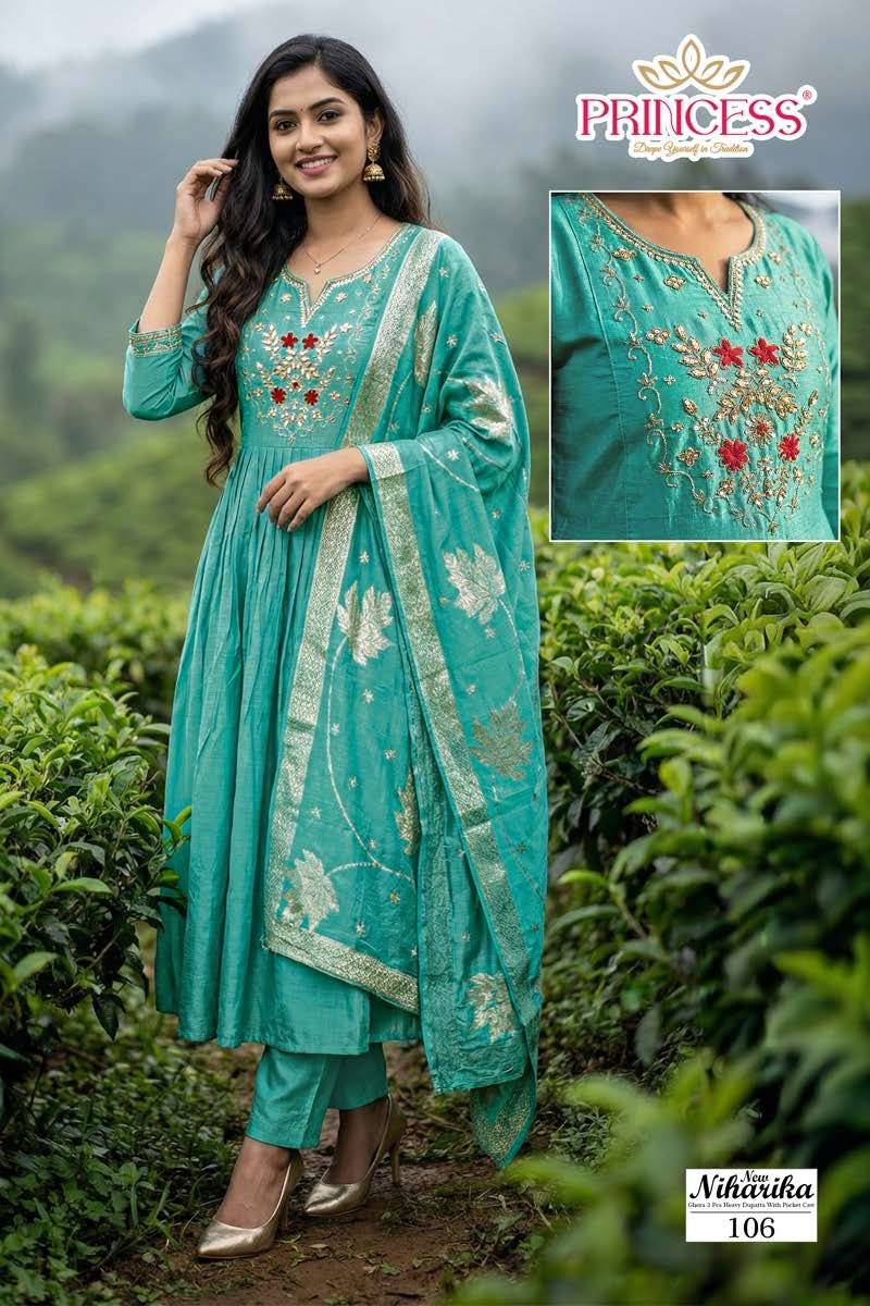 Princess New Niharika Nx Vatican Anarkali Kurti With Bottom Dupatta Collection — Wholesale Kurtis, Vardan Ethnic wholesale from Surat — Photo 2