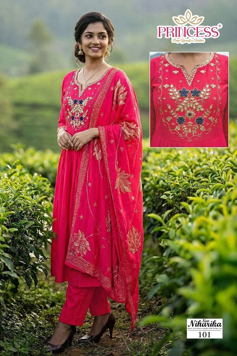 Princess New Niharika Nx Vatican Anarkali Kurti With Bottom Dupatta Collection