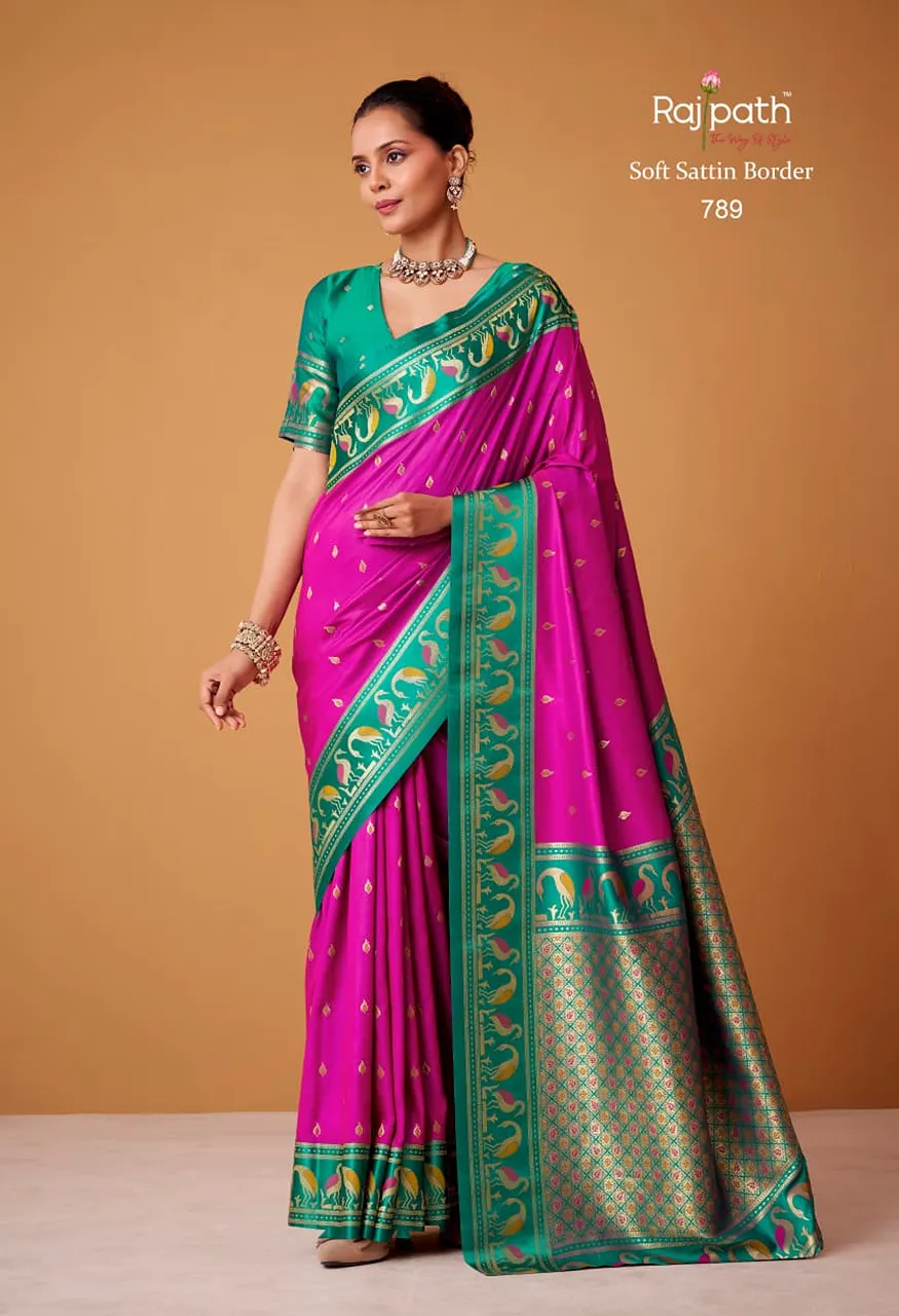 Rajpath Fabrics Flamingo Sattin Series 782 789 Soft Sattin Silk Designer Catalog