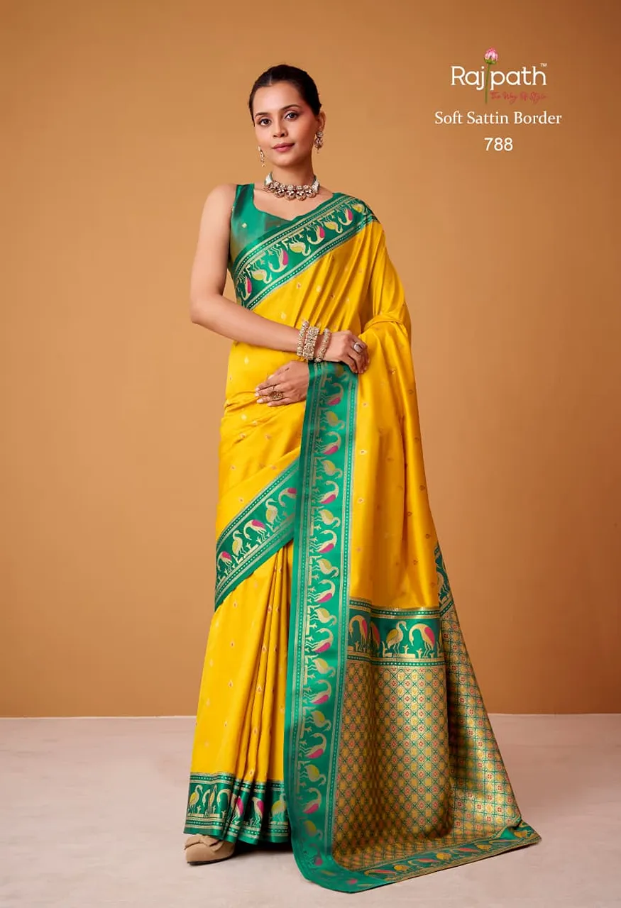 Rajpath Fabrics Flamingo Sattin Series 782 789 Soft Sattin Silk Designer Catalog — Saree, Mahotsav wholesale from Surat — Photo 6