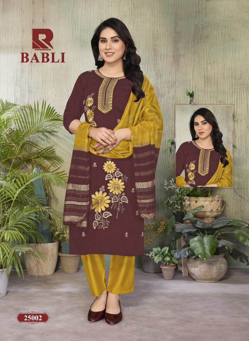 Raashi Babli Roman Silk Embroidered Kurti With Bottom Dupatta Collection — Wholesale Kurtis, RAASHI wholesale from Surat — view 2