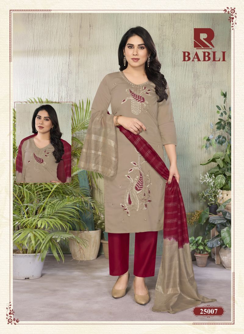 Raashi Babli Roman Silk Embroidered Kurti With Bottom Dupatta Collection — Wholesale Kurtis, RAASHI wholesale from Surat — view 8