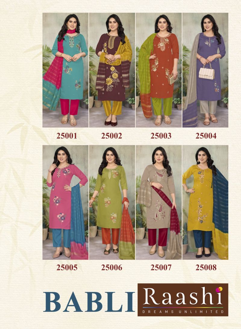 Raashi Babli Roman Silk Embroidered Kurti With Bottom Dupatta Collection — Wholesale Kurtis, RAASHI wholesale from Surat — view 7