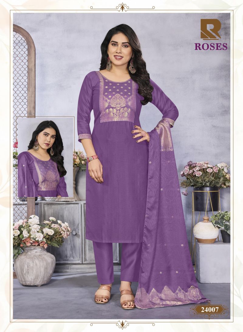 Raashi Roses Wholesale Roman Silk Embroidered Kurti With Bottom Dupatta Collection — Wholesale Kurtis, RAASHI wholesale from Surat — view 2