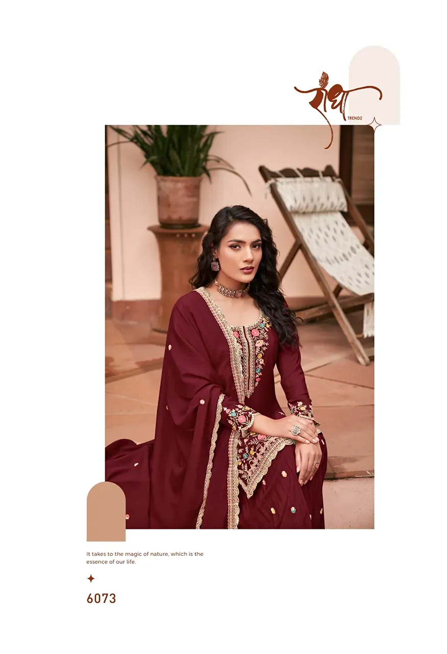 Radha Trendz Sunheri Premium Blooming Chinon Embroidered Piece Stitched Suit Set — Wholesale Kurtis, Radha Trendz wholesale from Surat — view 9